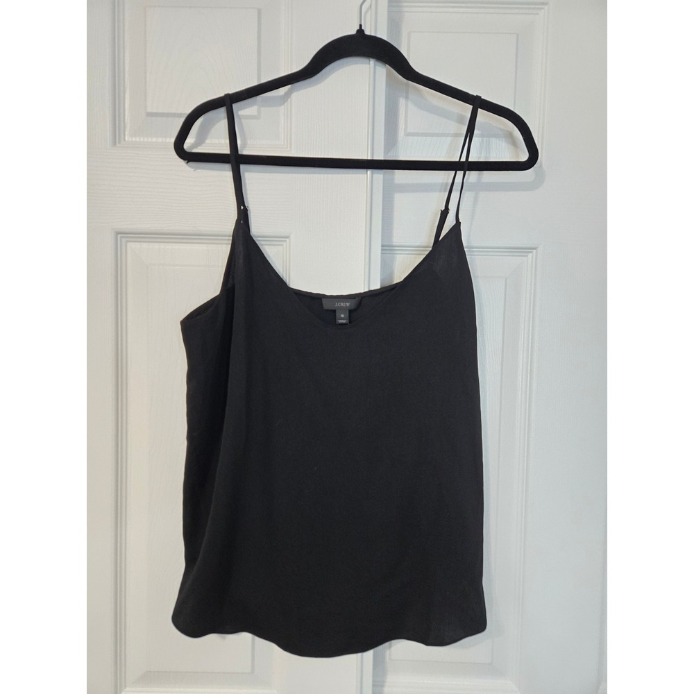 J.Crew Black V-Neck Spaghetti Strap Camisole Tank Top Size 10 Adjustable Straps